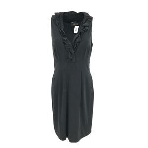 Just...Taylor Women's Sleeveless V Neck Ruffle Knit Dress Sz 6 Black Stretch